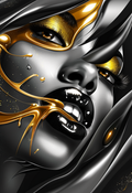 Liquid Gold Rage - Impression sur aluminium HD | E9 Fine Metal Art