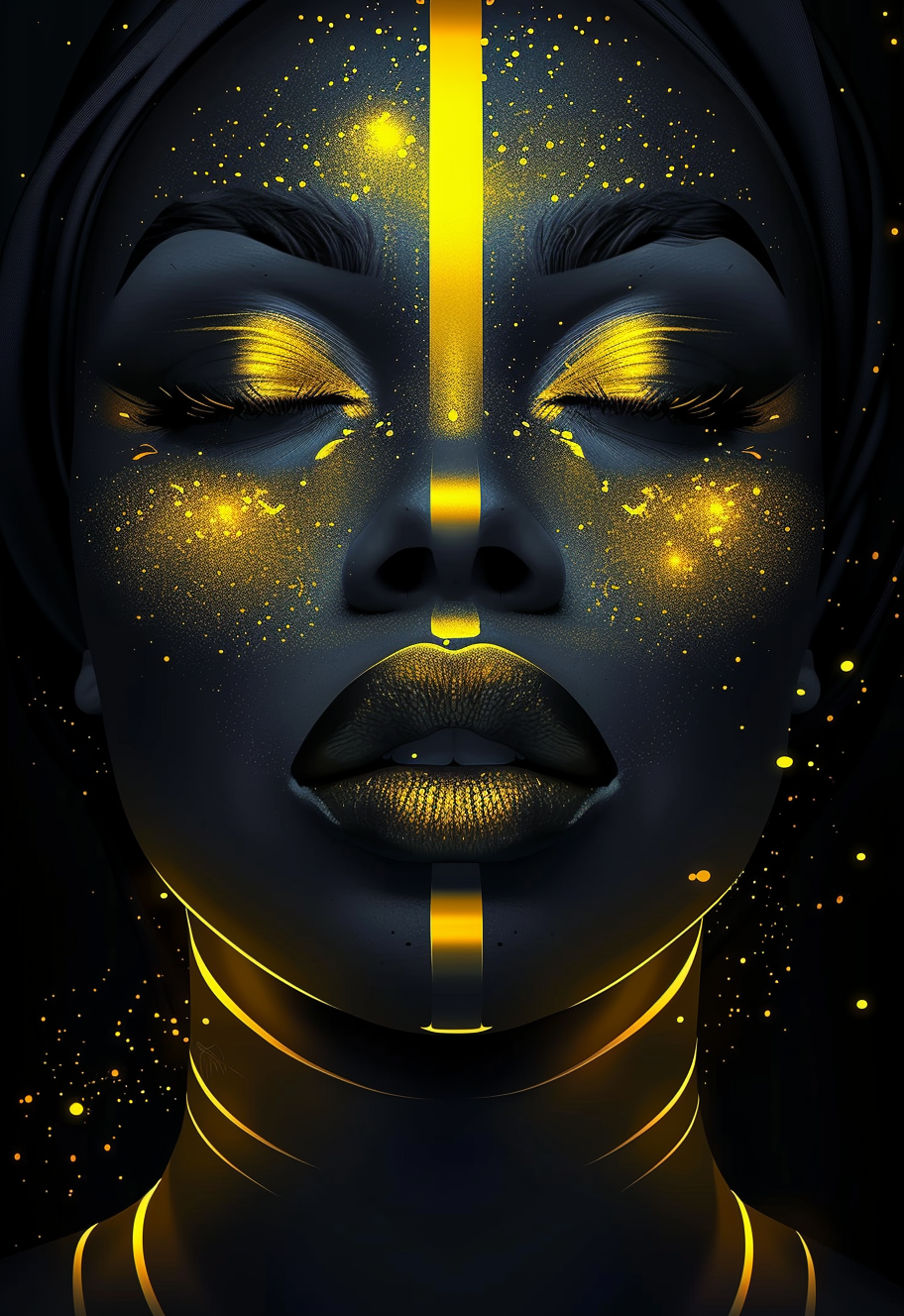 Black Gold Goddess - Impression sur aluminium HD | E9 Fine Metal Art