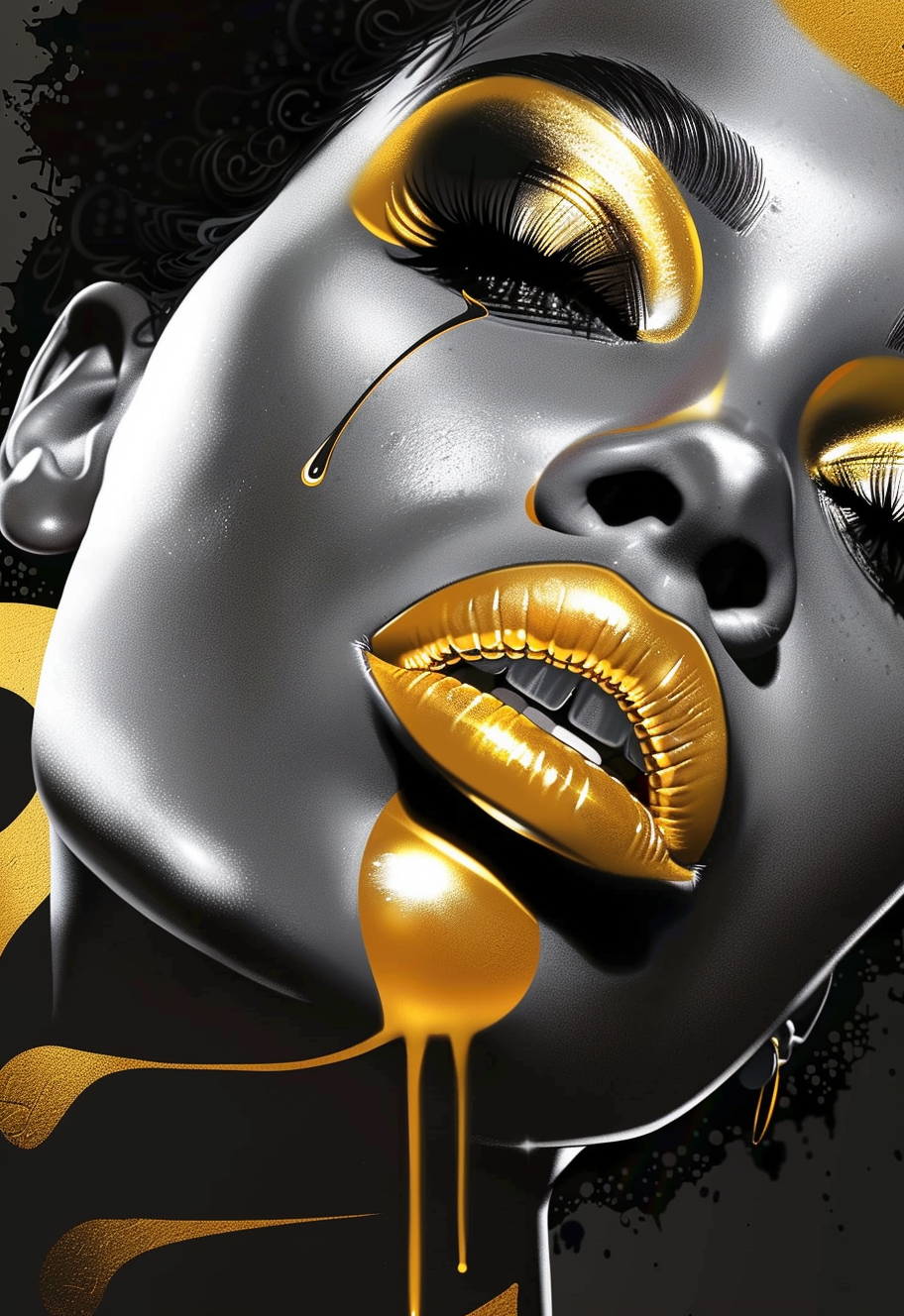 Golden Drip - Impression sur aluminium HD | E9 Fine Metal Art