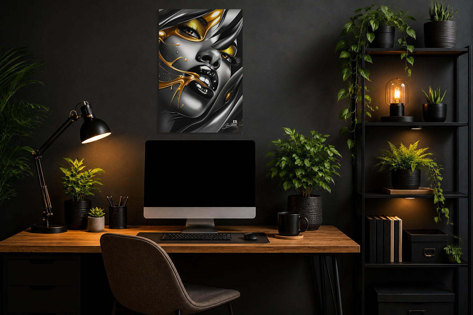Liquid Gold Rage - Impression sur aluminium HD | E9 Fine Metal Art