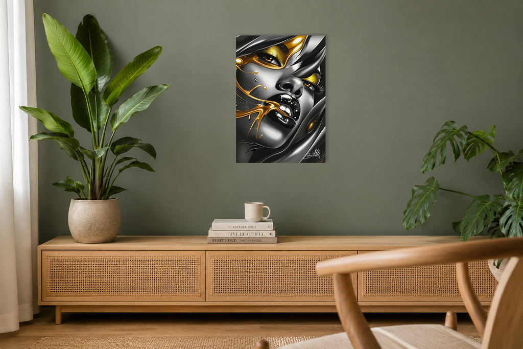 Liquid Gold Rage - Impression sur aluminium HD | E9 Fine Metal Art