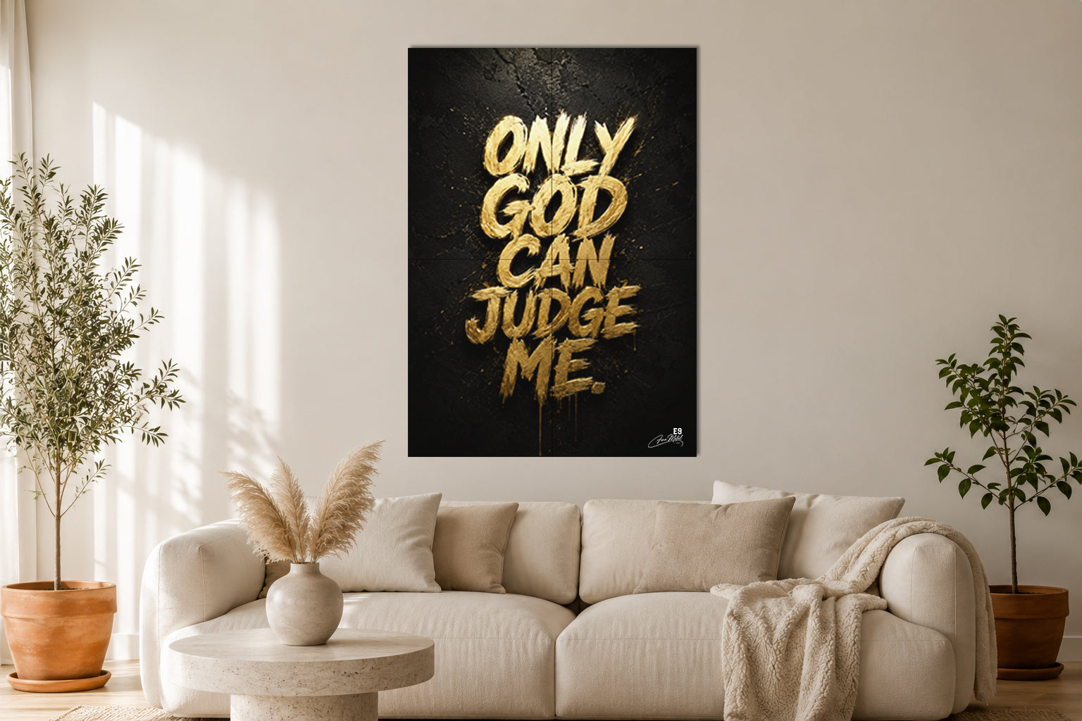Only God Can Judge Me Gold - Impression sur aluminium HD | E9 Fine Metal Art