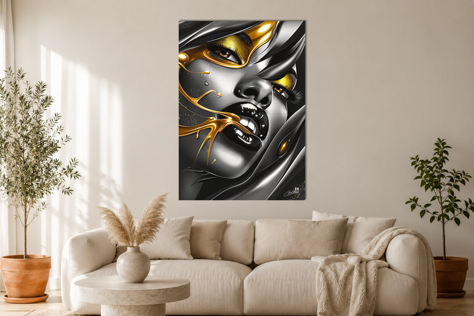 Liquid Gold Rage - Impression sur aluminium HD | E9 Fine Metal Art